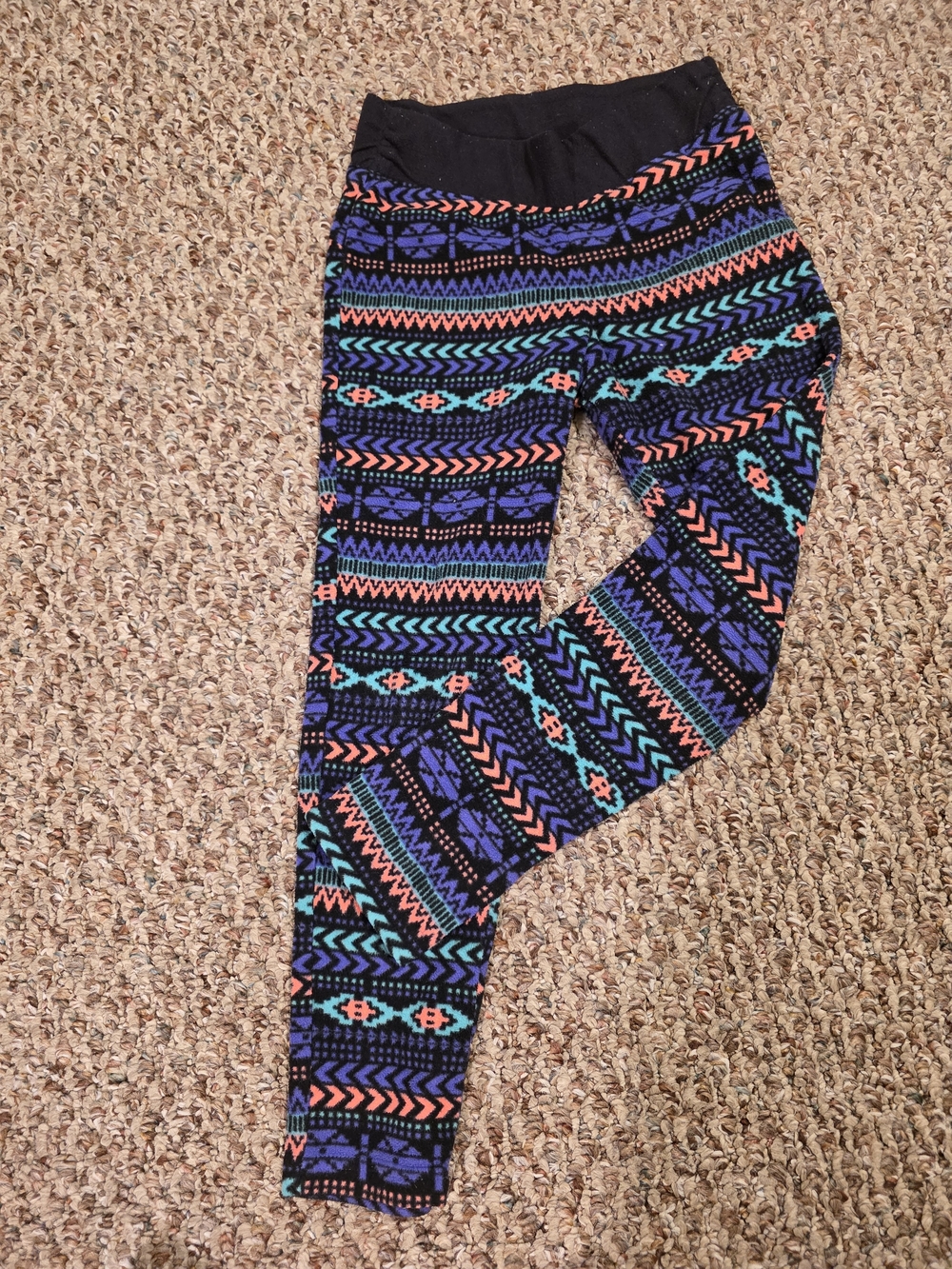 Columbia Kids Black Tribal Print Leggings with Bright Accent Colors